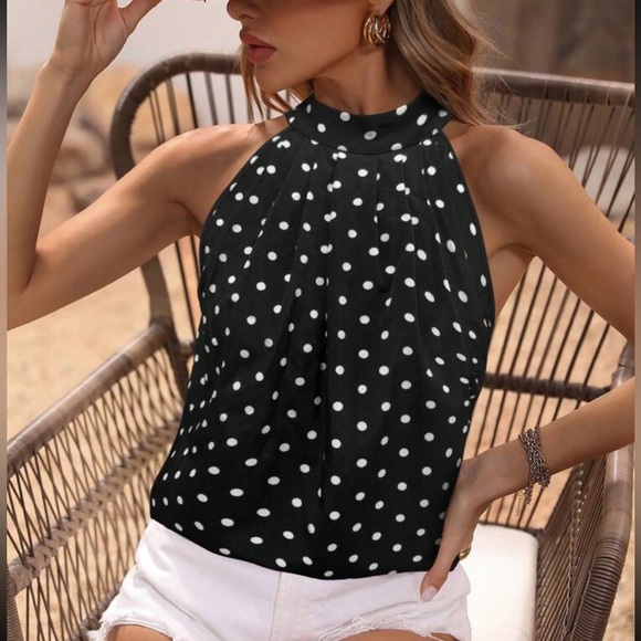 Tops Polka Dot Halter Neck Top Black And White Poshmark — free download